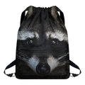 Raccoon Portrait Print Drawstring Backpack
