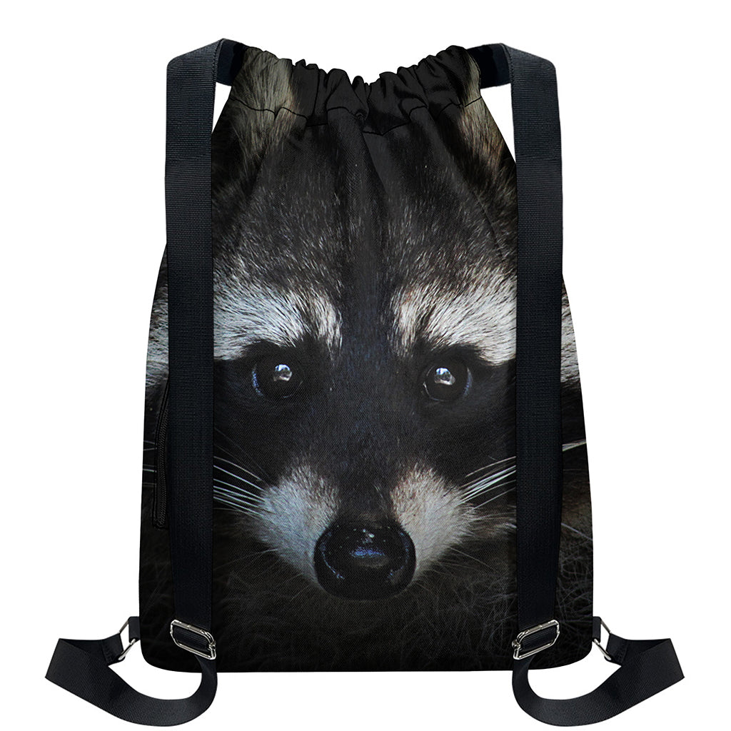 Raccoon Portrait Print Drawstring Backpack