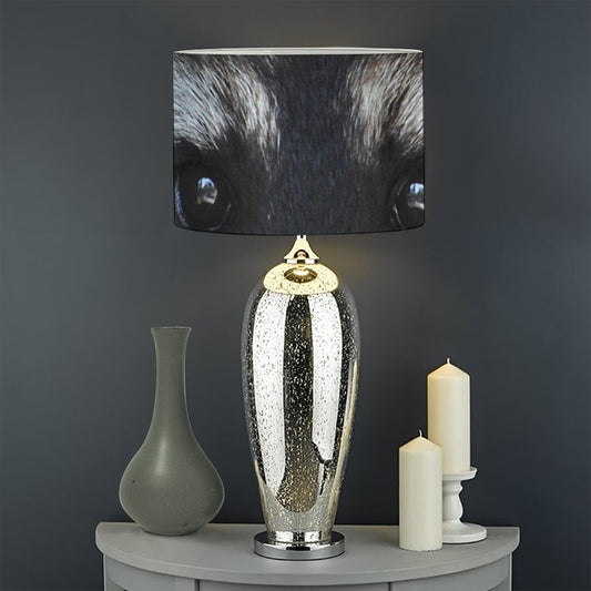 Raccoon Portrait Print Drum Lamp Shade