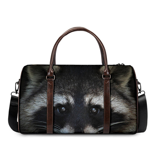 Raccoon Portrait Print Duffle Bag