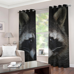 Raccoon Portrait Print Extra Wide Grommet Curtains