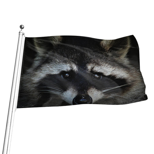 Raccoon Portrait Print Flag