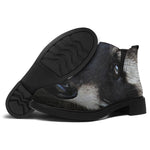 Raccoon Portrait Print Flat Ankle Boots