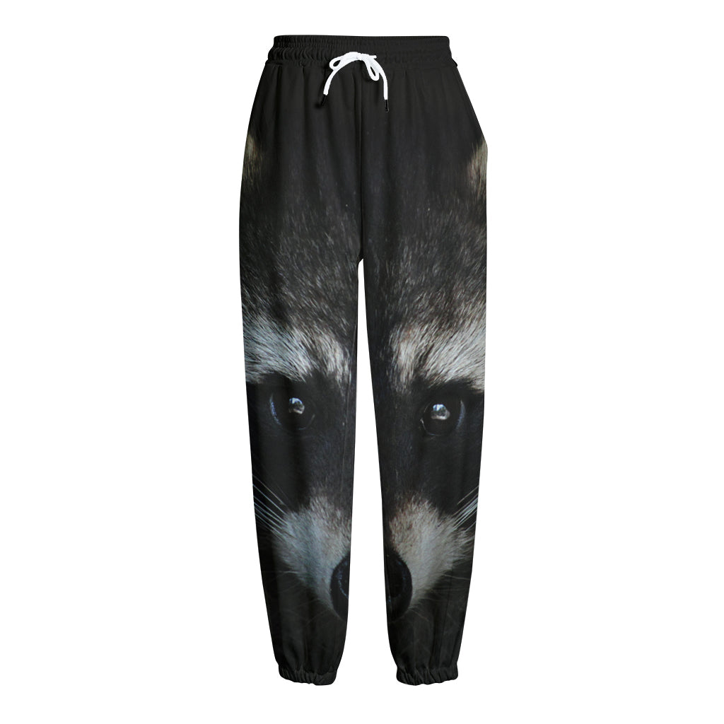 Raccoon Portrait Print Fleece Lined Knit Pants