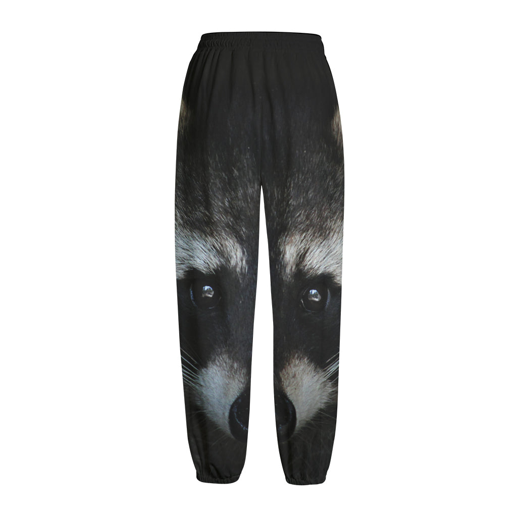 Raccoon Portrait Print Fleece Lined Knit Pants