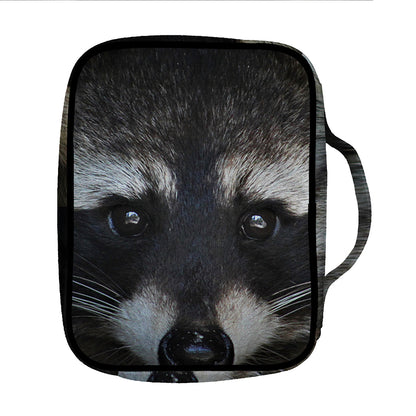 Raccoon Portrait Print Front Pocket Bible Bag
