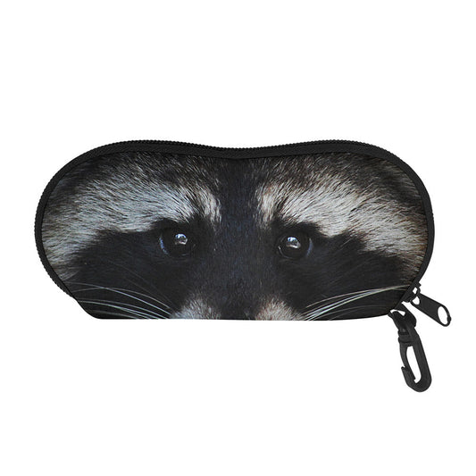Raccoon Portrait Print Glasses Case