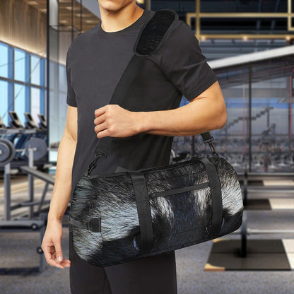 Raccoon Portrait Print Gym Bag