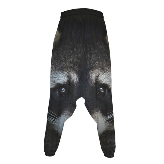 Raccoon Portrait Print Hammer Pants