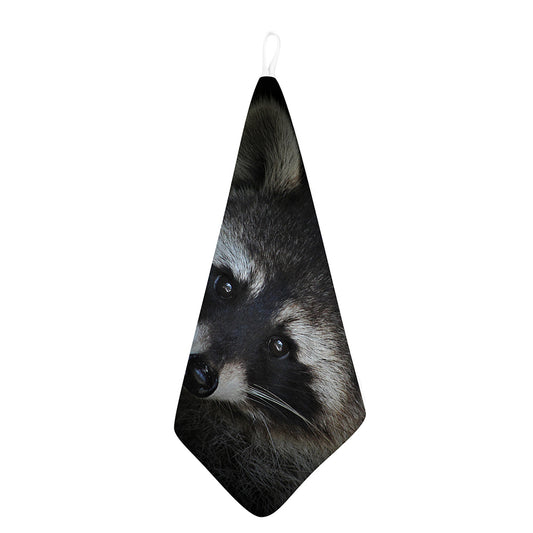 Raccoon Portrait Print Hand Towel