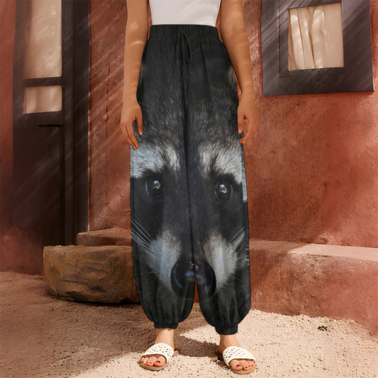 Raccoon Portrait Print Harem Pants