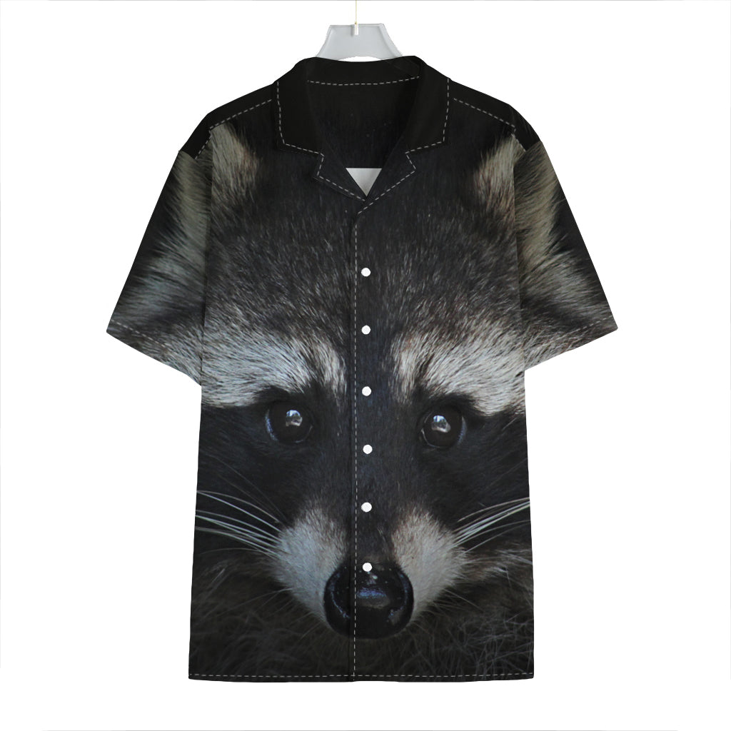 Raccoon Portrait Print Hawaiian Shirt