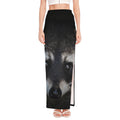 Raccoon Portrait Print High Slit Maxi Skirt