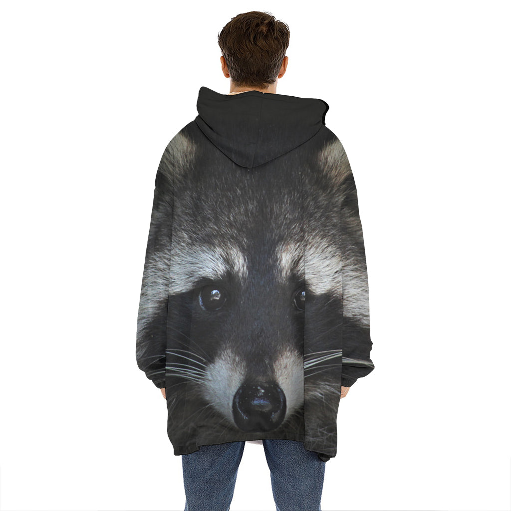 Raccoon Portrait Print Hoodie Blanket