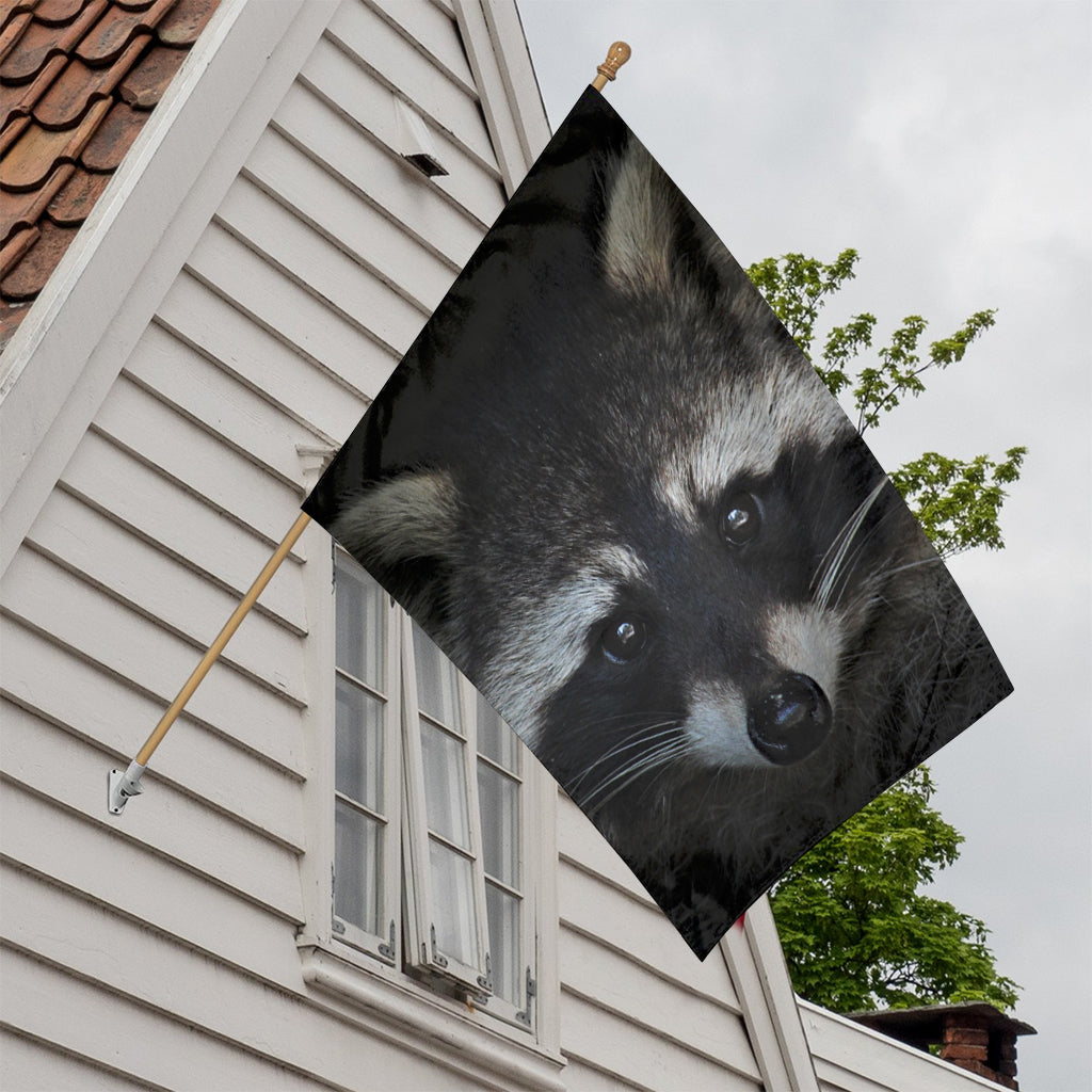 Raccoon Portrait Print House Flag