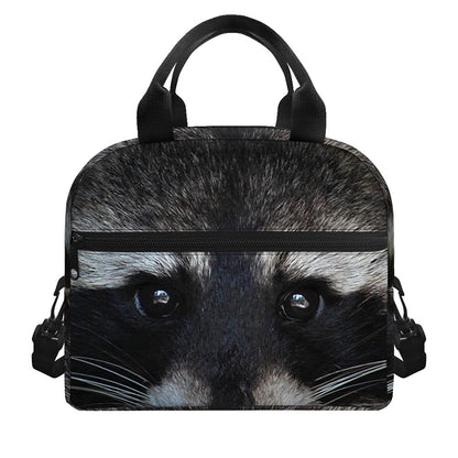 Raccoon Portrait Print Insulated Lunch Bag
