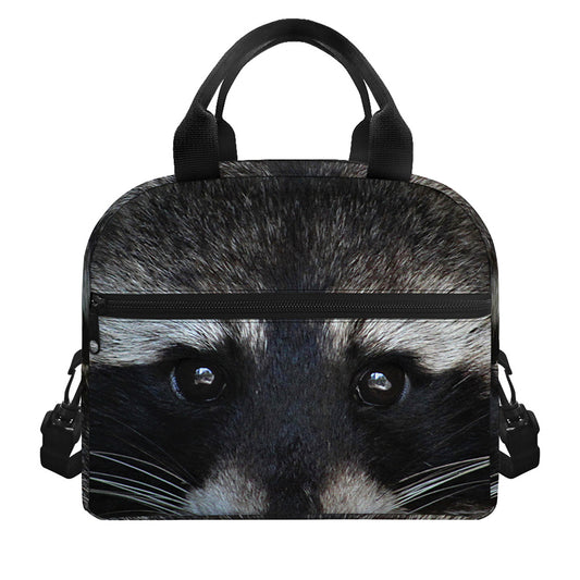 Raccoon Portrait Print Insulated Lunch Bag