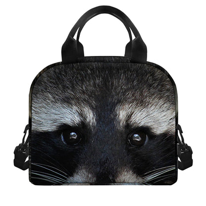 Raccoon Portrait Print Insulated Lunch Bag