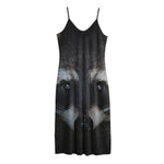 Raccoon Portrait Print Jersey Midi Cami Dress