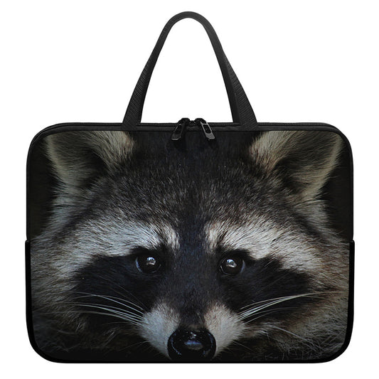 Raccoon Portrait Print Laptop Sleeve With Handle