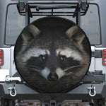 Raccoon Portrait Print Leather Spare Tire Cover