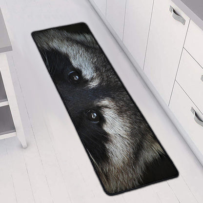 Raccoon Portrait Print Long Kitchen Mat