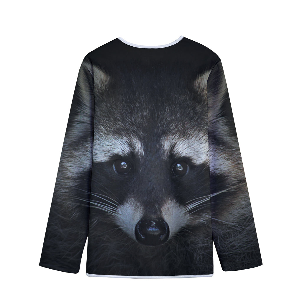 Raccoon Portrait Print Long Sleeve Short Coat