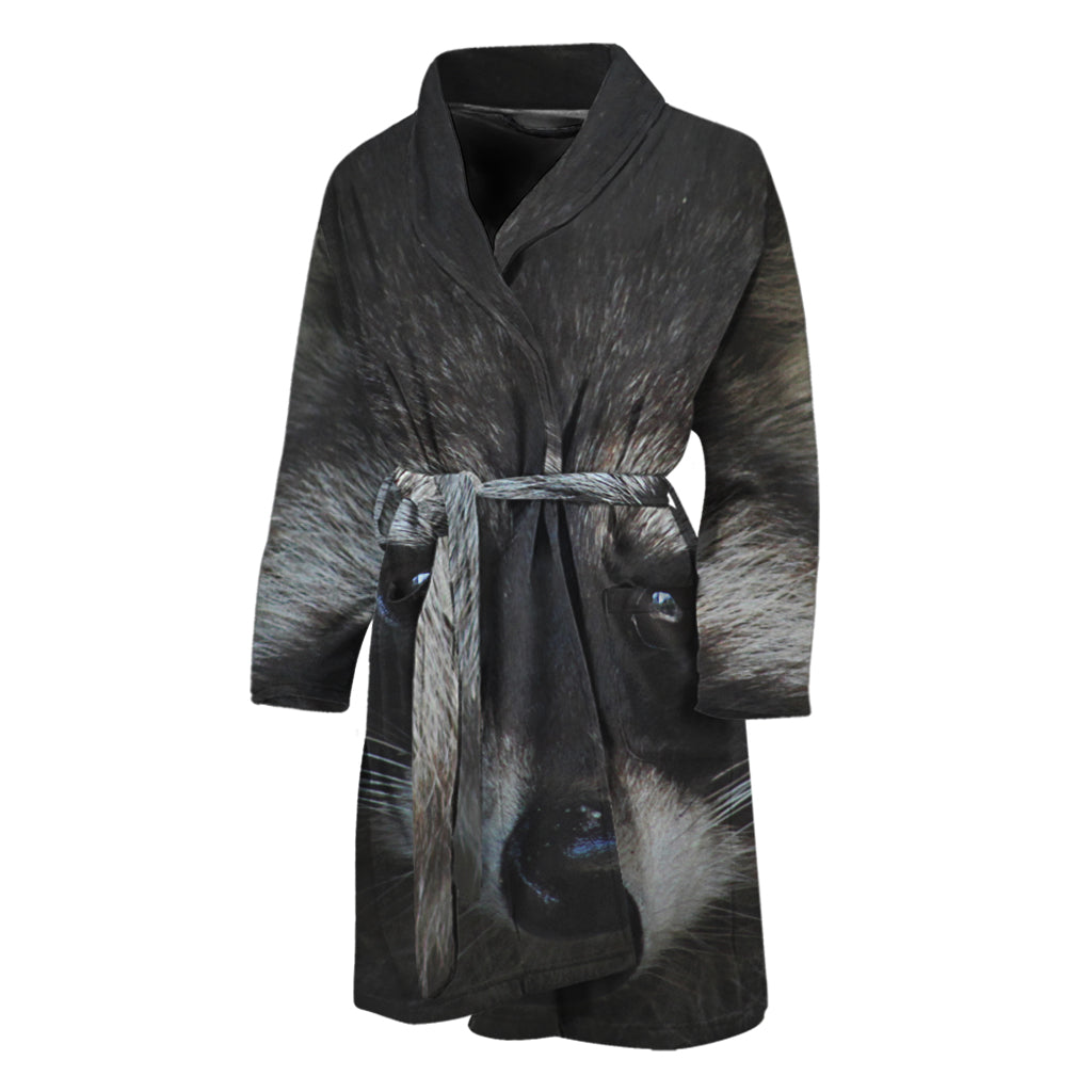 Raccoon Portrait Print Men's Bathrobe