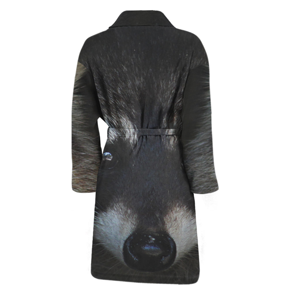 Raccoon Portrait Print Men's Bathrobe