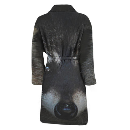 Raccoon Portrait Print Men's Bathrobe