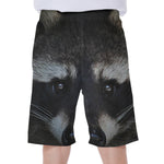 Raccoon Portrait Print Men's Beach Shorts