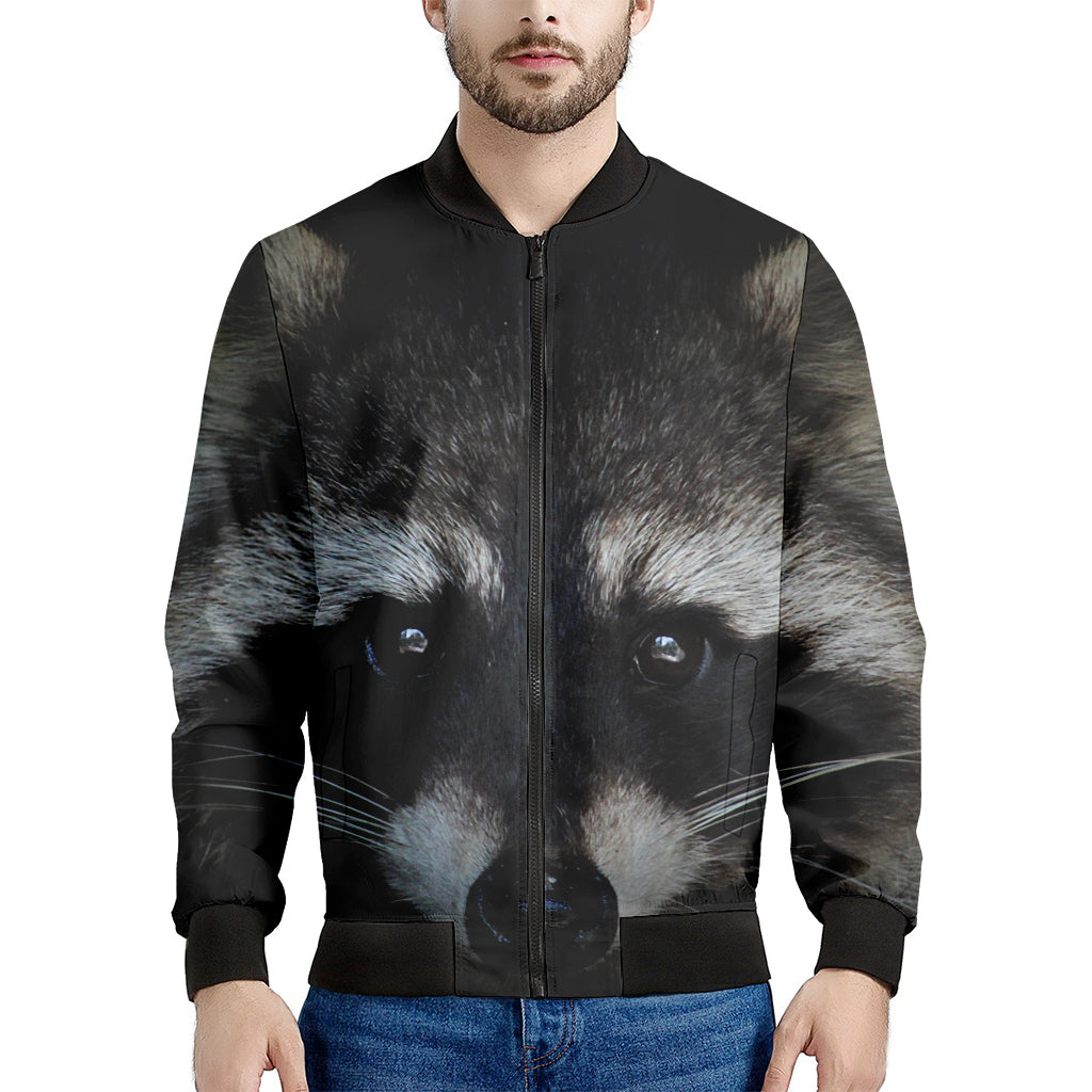 Raccoon Portrait Print Men's Bomber Jacket