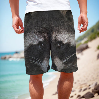 Raccoon Portrait Print Men's Cargo Shorts