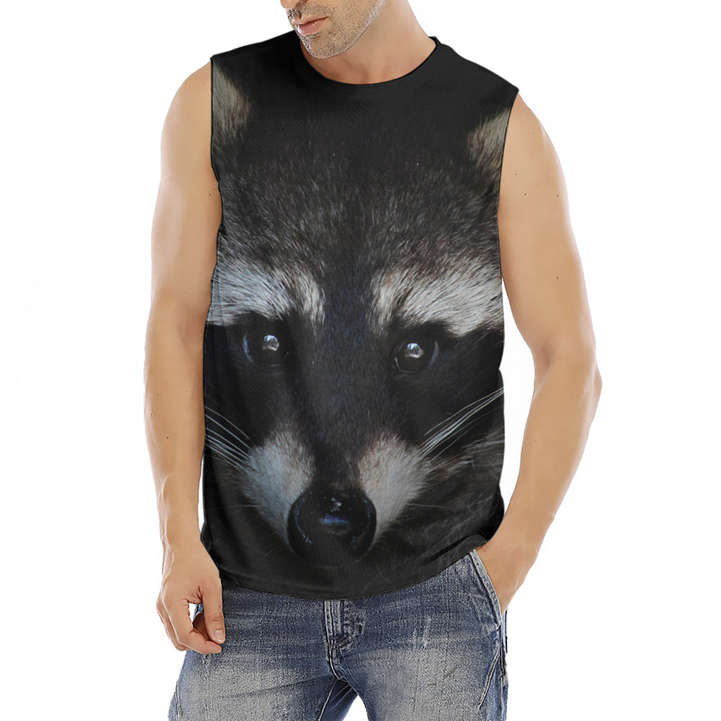 Raccoon Portrait Print Men's Fitness Tank Top
