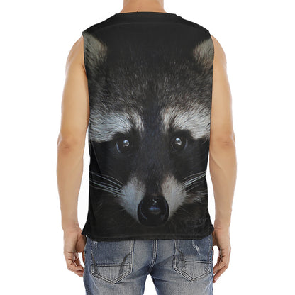 Raccoon Portrait Print Men's Fitness Tank Top