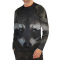 Raccoon Portrait Print Men's Long Sleeve Rash Guard