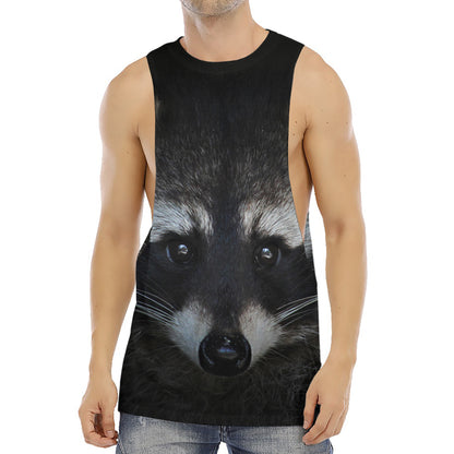 Raccoon Portrait Print Men's Muscle Tank Top