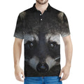 Raccoon Portrait Print Men's Polo Shirt