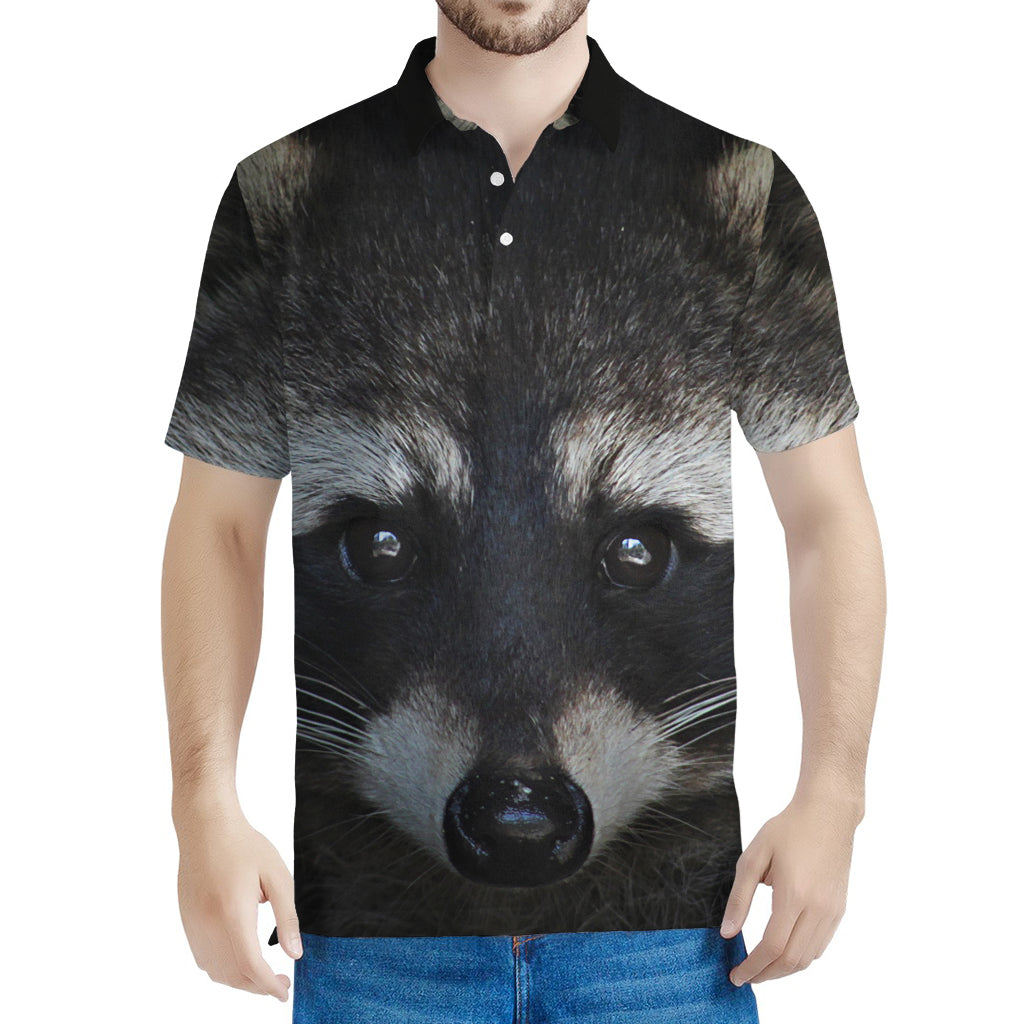 Raccoon Portrait Print Men's Polo Shirt