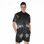 Raccoon Portrait Print Men's Rompers