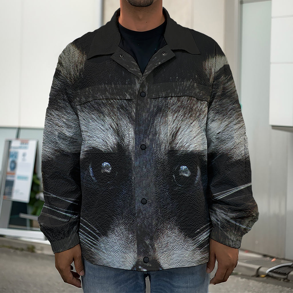 Raccoon Portrait Print Men's Shirt Jacket