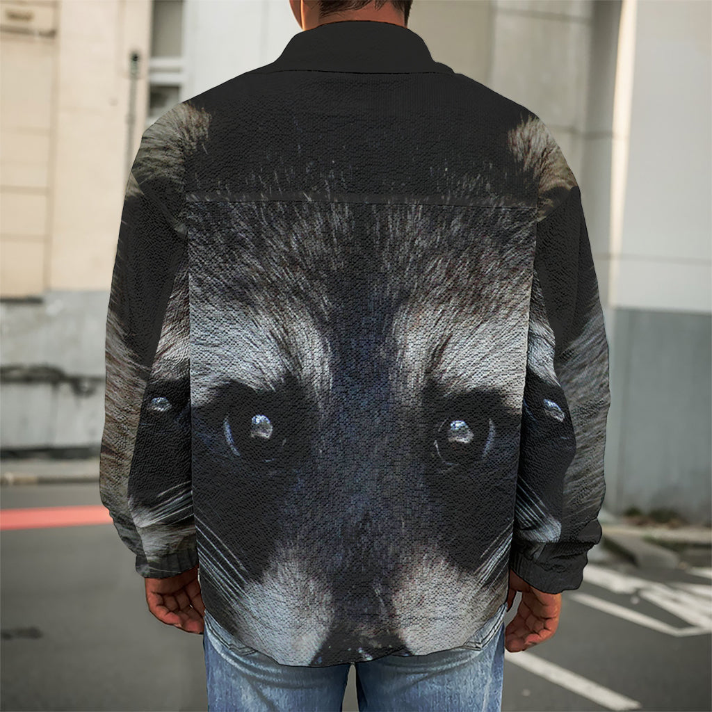 Raccoon Portrait Print Men's Shirt Jacket