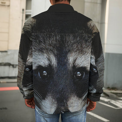Raccoon Portrait Print Men's Shirt Jacket