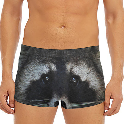 Raccoon Portrait Print Men's Short Boxer Briefs