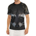 Raccoon Portrait Print Men's Short Sleeve Rash Guard