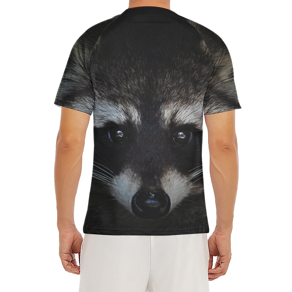Raccoon Portrait Print Men's Short Sleeve Rash Guard