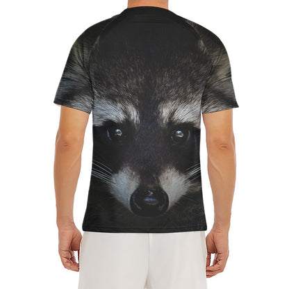 Raccoon Portrait Print Men's Short Sleeve Rash Guard