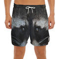 Raccoon Portrait Print Men's Split Running Shorts