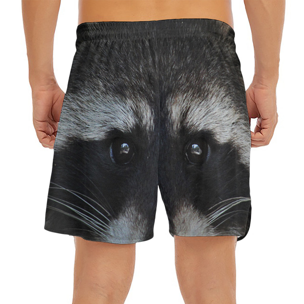 Raccoon Portrait Print Men's Split Running Shorts