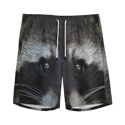 Raccoon Portrait Print Men's Sports Shorts